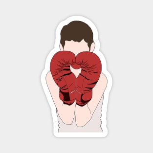 Boxer with Red Gloves - A Boxer wearing Boxing Gloves Magnet