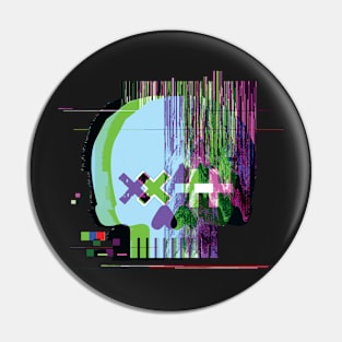 Glitch Skull Pin