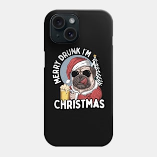 Merry Drunk I'm Christmas - Funny Pug Phone Case