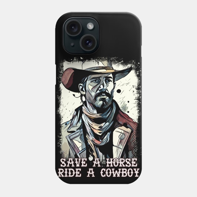 Save a Horse Ride a Cowboy Funny Western Sayings Phone Case by Naumovski