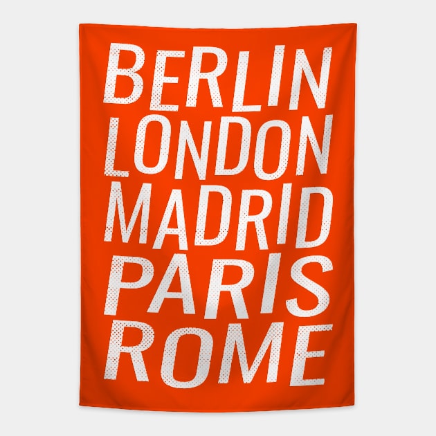 Berlin London Madrid Paris Rome Tapestry by AntiqueImages