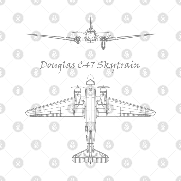 Douglas C-47 Skytrain Airplane Blueprint by Mandra