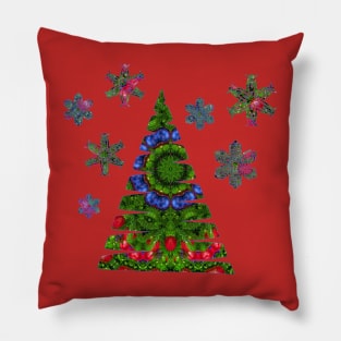 Christmas Floral Kaleidoscope Blue Green and Red Pillow