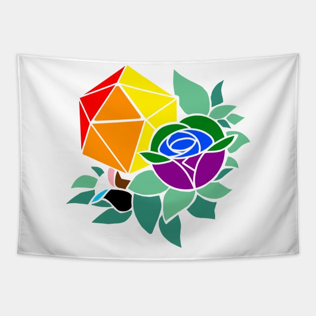 Pretty Poly Rose Progressive Pride Tapestry by thedicegoddess