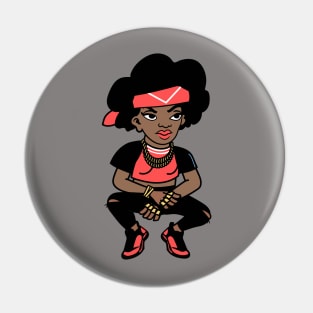 Old School Hip Hop Fly Girl Cartoon Pin