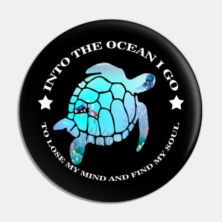 Colorful Turtle Into The Ocean I Go Costume Gift Pin