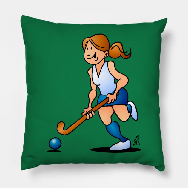 Field hockey girl Pillow by Cardvibes