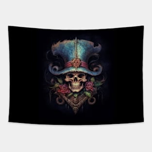 Baroque Pirate Skull: A Vintage Treasure Tapestry