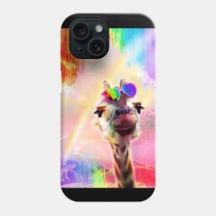 Rainbow Giraffe Wearing Love Heart Glasses Phone Case