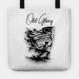 Old Glory Flag - black and white Tote