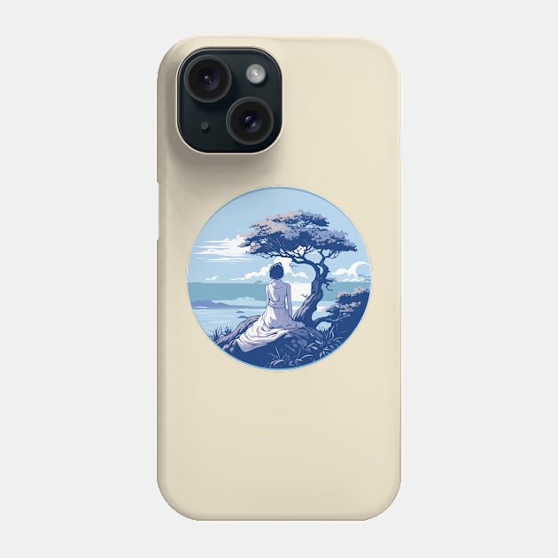 Girl Contemplating Shore Phone Case by Ceiko