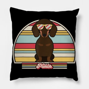 Dachshund Retro Vintage Sunset Pillow