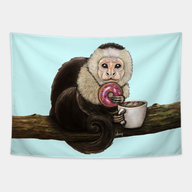 "Capuchin Cappuccino" - Java Jungle collection Tapestry by GardenPartyArt