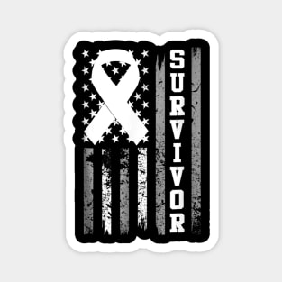 Lung Or Brain Cancer Survivor T Shirt White Ribbon Magnet