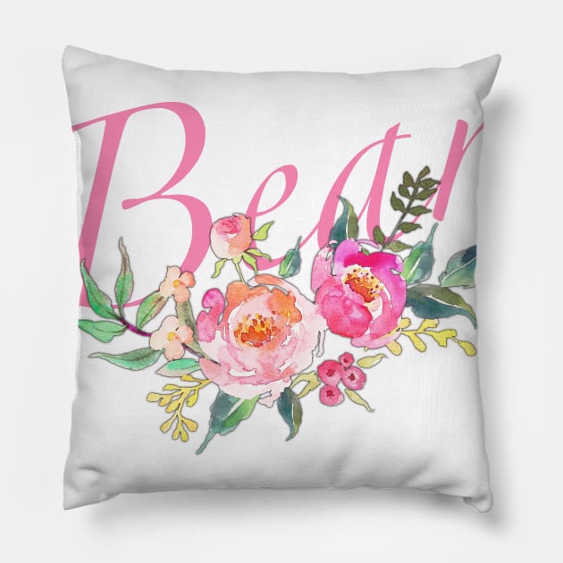 Bear (Flowers) Pillow by JasonLloyd