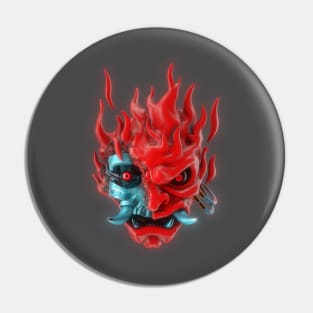 3D Fire Samurai Skull Pin