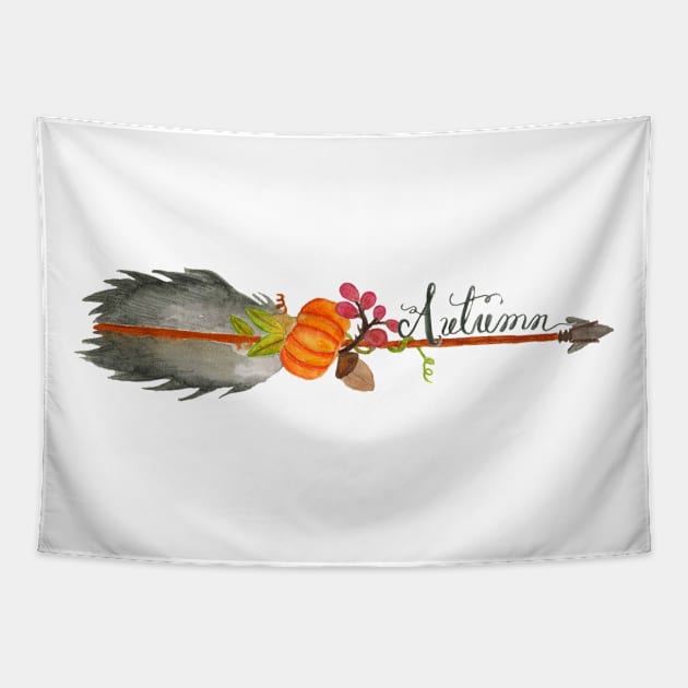 Hand Painted Watercolor Autumn Arrow Tapestry by SingeDesigns