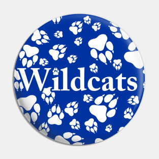 Wildcat Paw Prints Pattern White on Blue Digital Design Pin