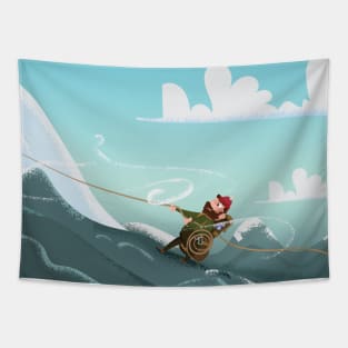 Cartoon Rock Climber Tapestry