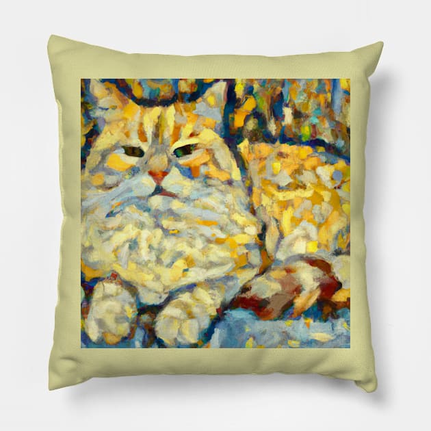 Painting of a Cat in the Style of Van Gogh Pillow by Star Scrunch