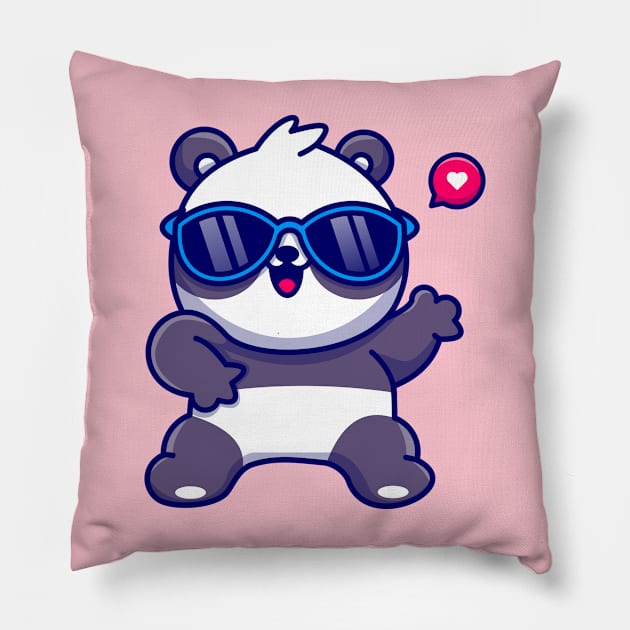 Cute Panda Dance Wearing Glasses Cartoon Pillow by Catalyst Labs