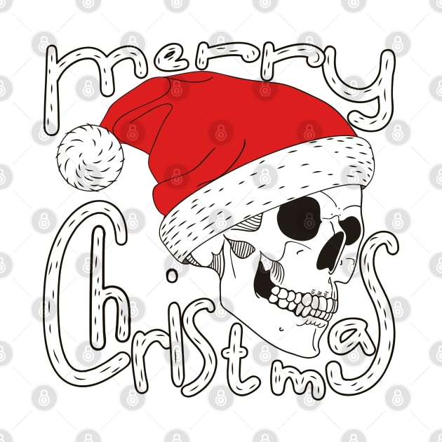 Merry Christmas Skull Face by Animox