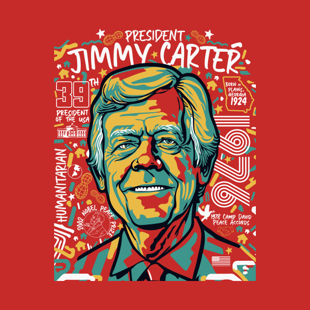 Retro Pop Art Portrait of President Jimmy Carter // Street Art Carter 1976 by SLAG_Creative