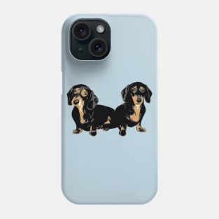 Two Dachshund Puppies Colour Vector Phone Case