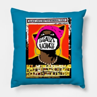 Legalize Blackness Black Lives Matter Memorial Fence - Dark Complexion - Black Eyes - Orange Halo - Front Pillow