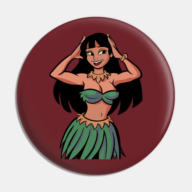 Hawaiian Hula Dancer Cartoon Pin by Alexander Luminova