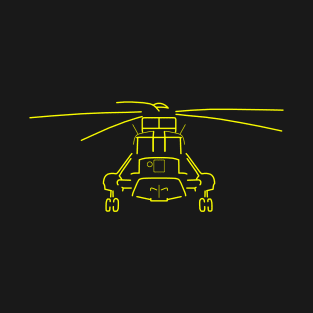 Westland Sea King classic helicopter yellow outline graphic T-Shirt