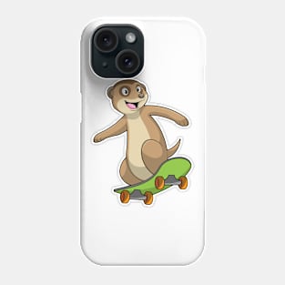 Meerkat as Skater with Skateboard Phone Case