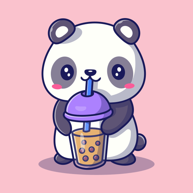 Cute Panda Drinking Milk Tea Boba by Catalyst Labs