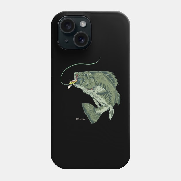 Large mouth bass Phone Case by Rrandomlandd