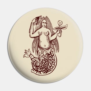 Woodcut Mermaid Pin