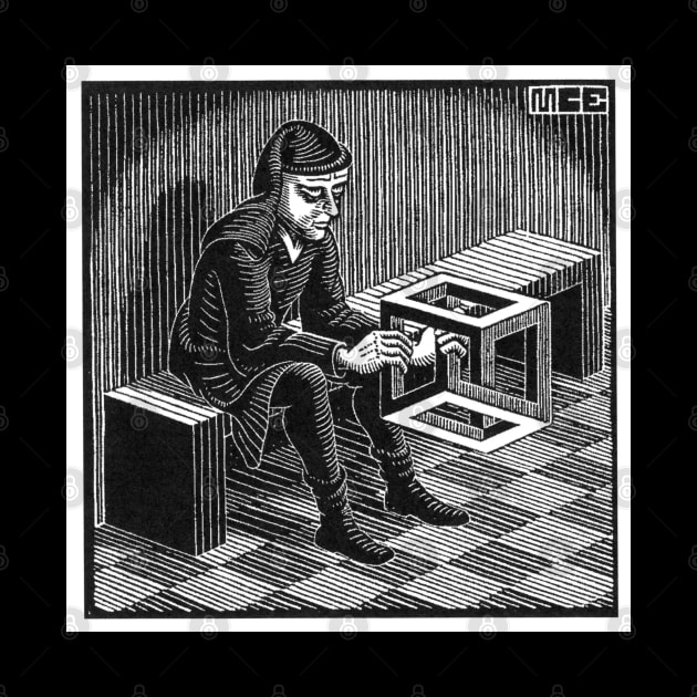 MC Escher Man with a cube Maurits Cornelis Escher by Infinite Universe