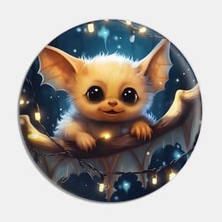 Cute white bat Christmas lights Pin