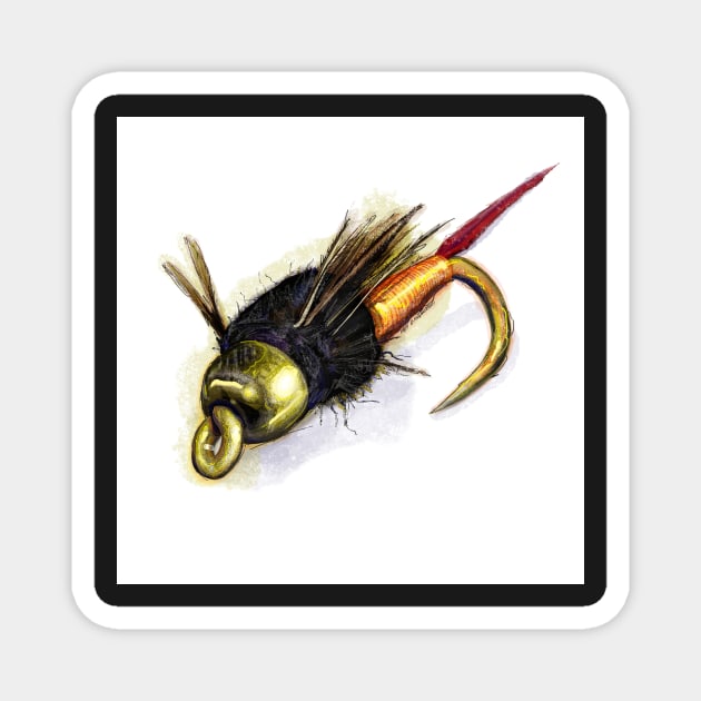 The Copper John, Fly Fishing Art Magnet by fishweardesigns