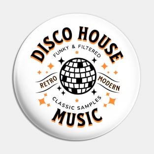 DISCO HOUSE  - Retro Modern Disco Ball (Black/Orange) Pin