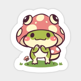 Frog with Red Mushroom Hat Magnet