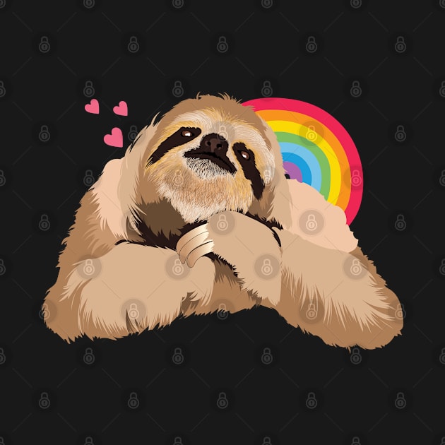 A Cute Sloth With The Rainbow and Pink Hearts by Spirit Animals 21