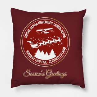 Pilot Christmas Seasons Greetings Card Gift Aviation Air Traffic Controller Holiday Santa Airlines Retro Design Pillow