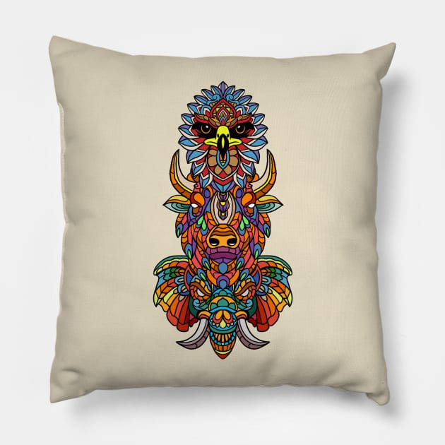 Multicolored Totem Pole Pillow by TylerMade