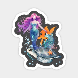 Enchanting Water World: Mermaids, Turtles, and Fish Magnet