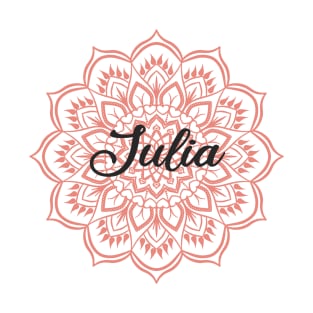 Burnt Coral Mandala Personalized Name - Julia T-Shirt