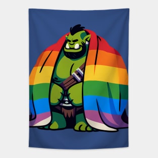 Comfy Womfy Pride Orc Husbando LGBTQ Rainbow Tapestry