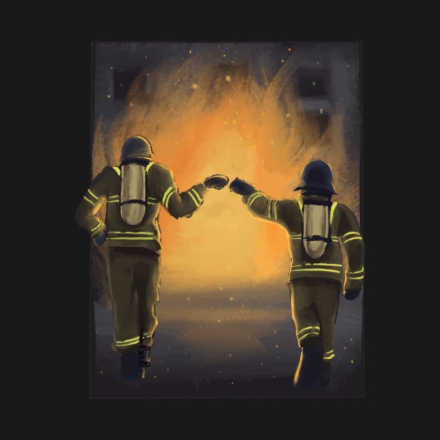 Firefighters fist bump by Zimmermanr Liame