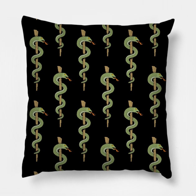 One Snake Caduceus Pattern Pillow by sifis