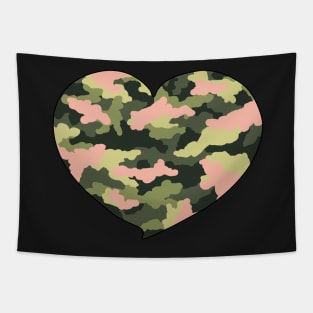 Pretty With Pink Camo Heart Tapestry