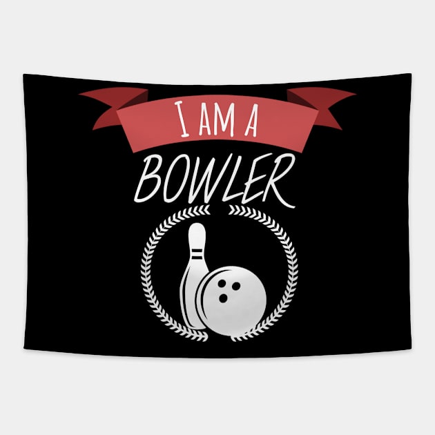 Bowling i am a bowler Tapestry by maxcode